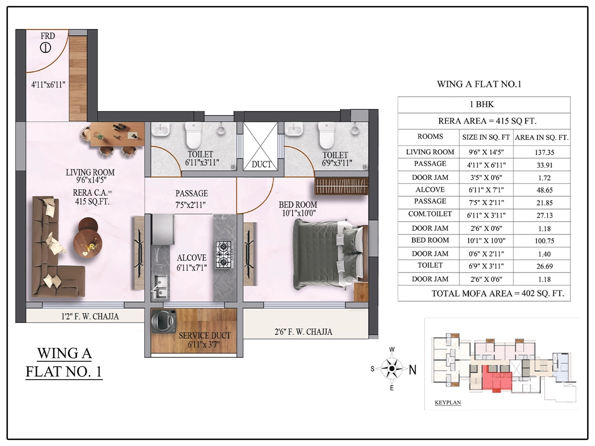 Wing A Flat 1 Plan